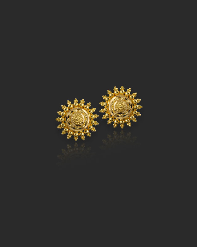 Gold Earrings 22 Karat Yellow Gold Leena 22KT Gold Stud Earrings