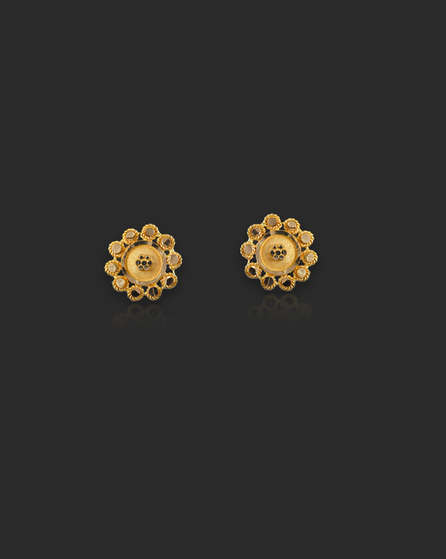 Gold Earrings 22 Karat Yellow Gold Charu 22Kt Gold Stud Earrings