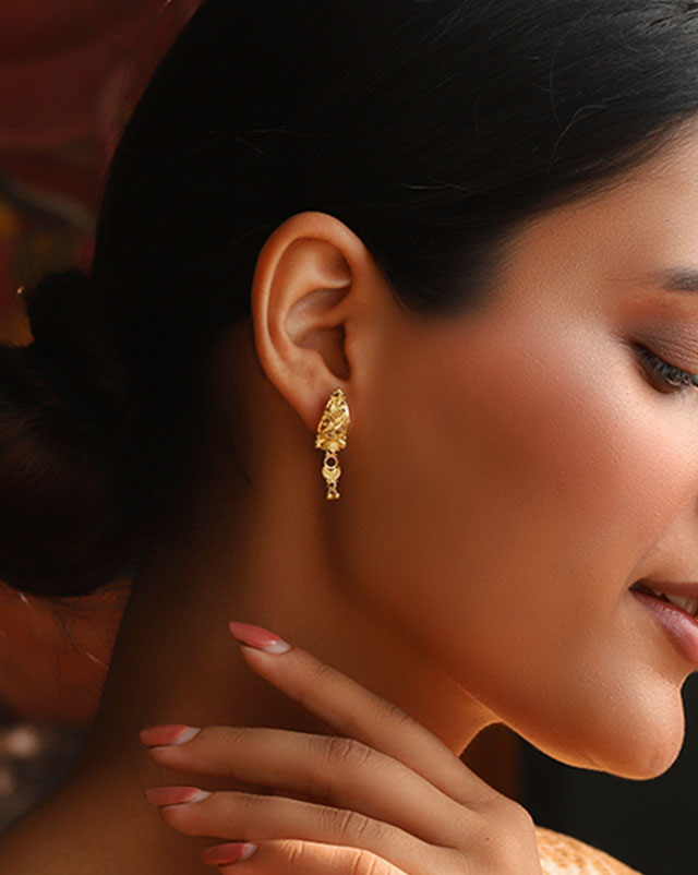 Gold Earrings 22 Karat Yellow Gold Riya 22KT Gold Drop Earrings