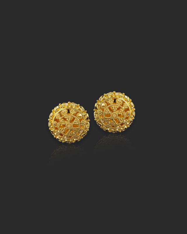 Gold Earrings 22 Karat Yellow Gold Vandana 22KT Gold Stud Earrings