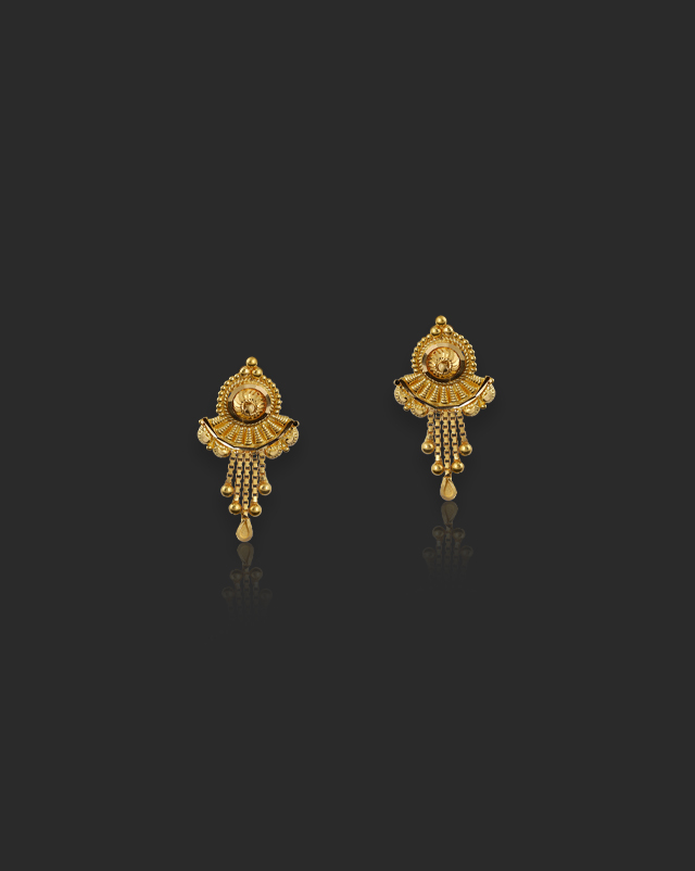 Gold Earrings 22 Karat Yellow Gold Jina 22KT Gold Drop Earrings