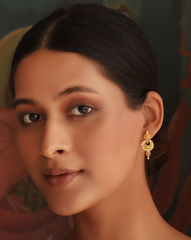 Gold Earrings 22 Karat Yellow Gold Bina 22Kt Gold Drop Earrings
