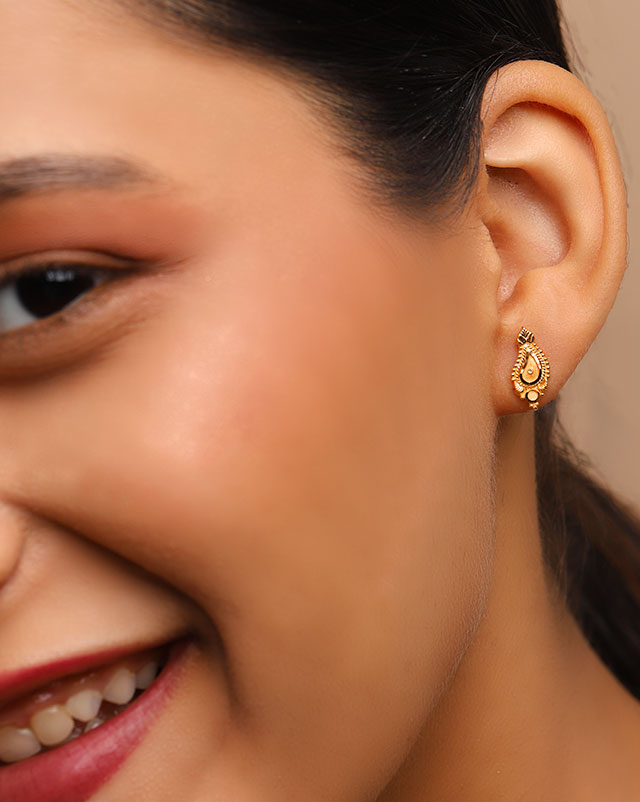 Gold Earrings 22 Karat Yellow Gold Lubna 22KT Gold Stud Earrings
