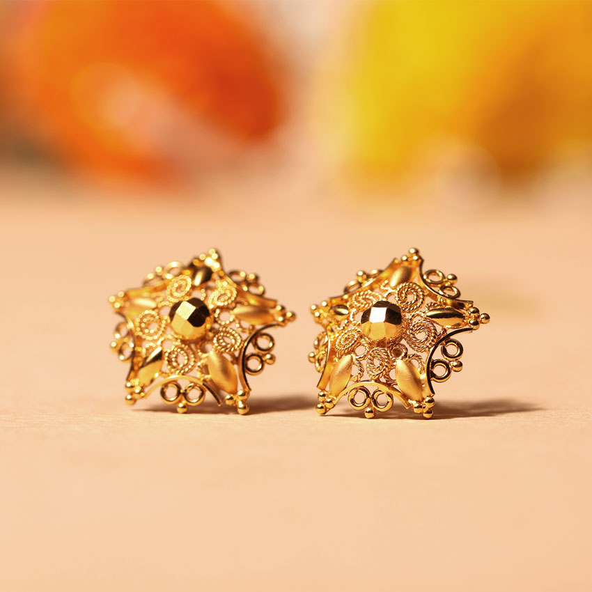 Zaria 22KT Gold Stud Earrings