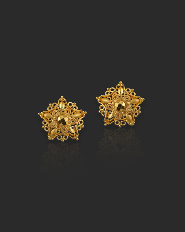 Zaria 22KT Gold Stud Earrings