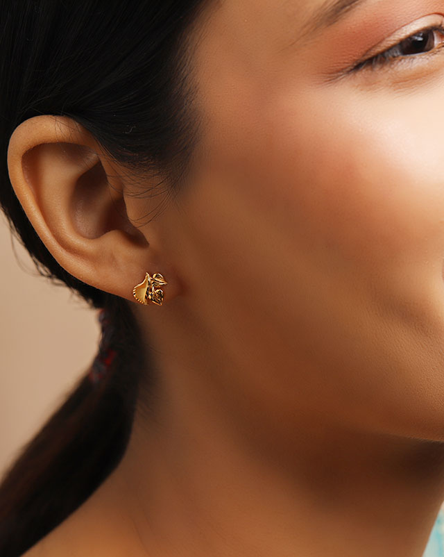 Gold Earrings 22 Karat Yellow Gold Rhema 22KT Gold Stud Earrings
