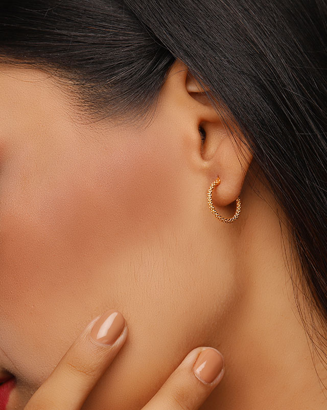 Gold Earrings 22 Karat Yellow Gold Esha 22Kt Gold Hoop Earrings