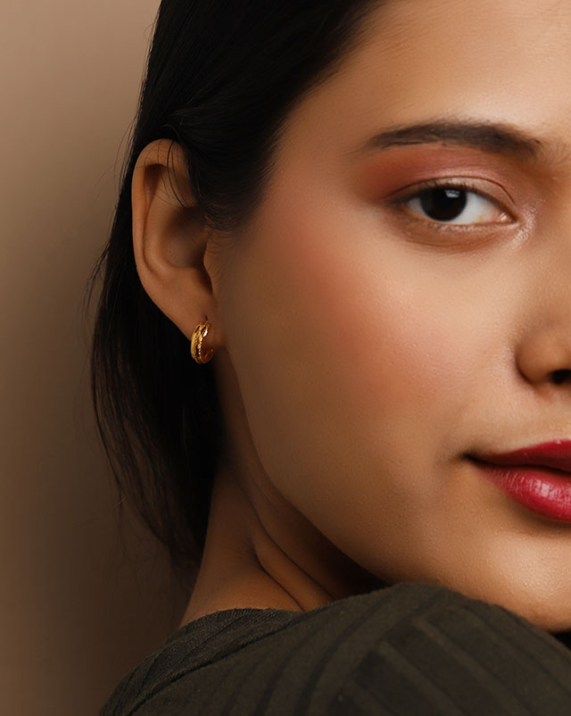 Gold Earrings 22 Karat Yellow Gold Shaina 22Kt Gold Hoop Earrings