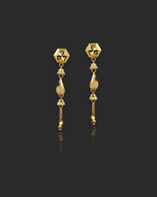 Gold Earrings 22 Karat Yellow Gold Keya 22Kt Gold Drop Earrings