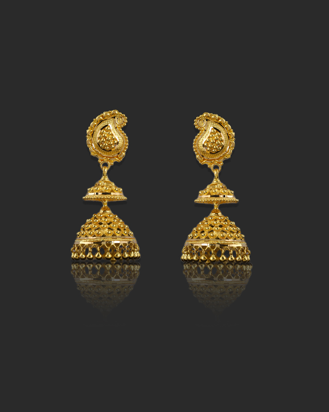 Gold Earrings 22 Karat Yellow Gold Mihika 22Kt Gold Jhumkas