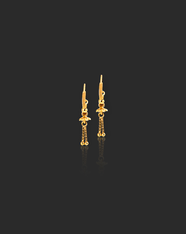 Gold Earrings 22 Karat Yellow Gold Chetsi Beaded Gold Hoop Earrings
