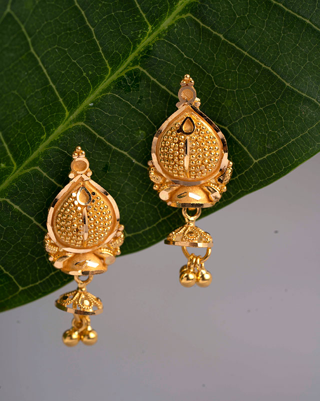 Gold Earrings 22 Karat Yellow Gold Shrishti Gold Drop Earrings