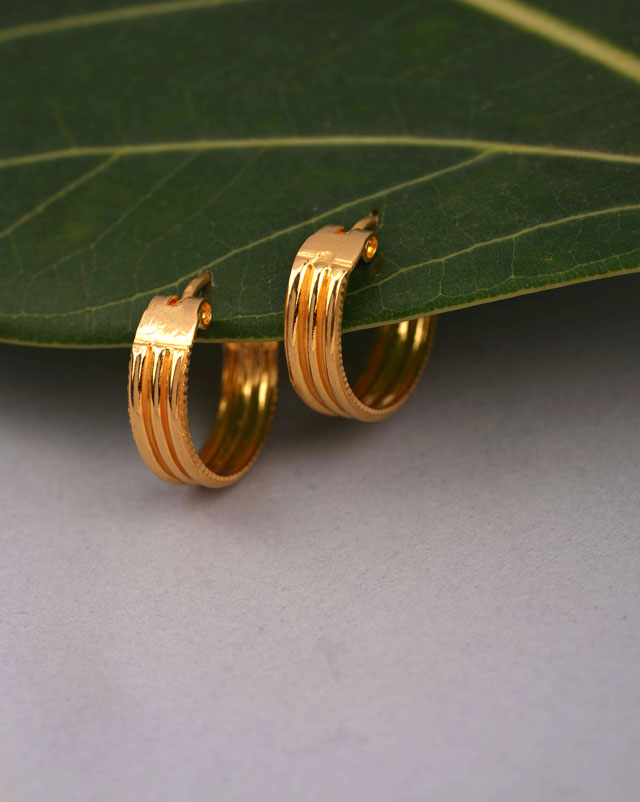 Gold Earrings 22 Karat Yellow Gold Megha Gold Hoop Earrings