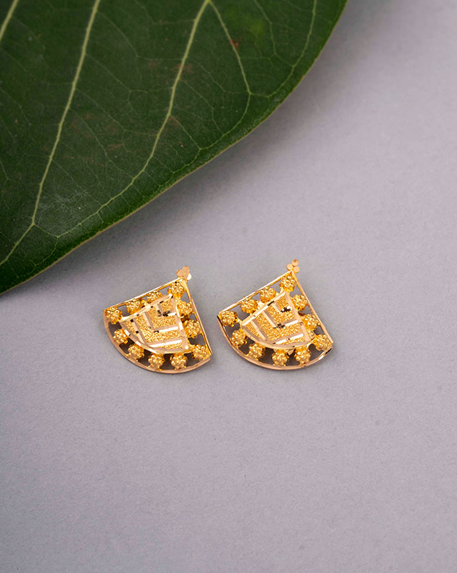 Gold Earrings 22 Karat Yellow Gold Sanya Gold Stud Earrings