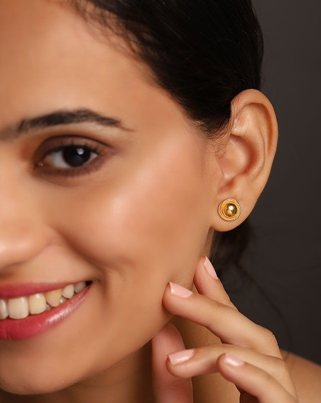 Gold Earrings 22 Karat Yellow Gold Tina Gold Stud Earrings