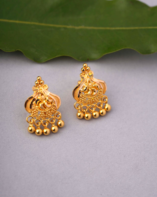 Gold Earrings 22 Karat Yellow Gold Disha Gold Stud Earrings