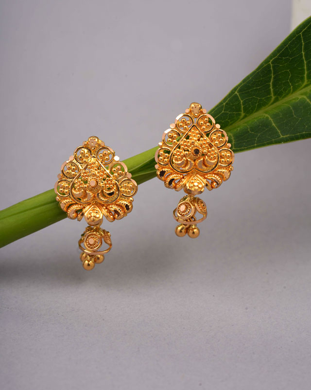 Gold Earrings 22 Karat Yellow Gold Vineeta Gold Drop Earrings