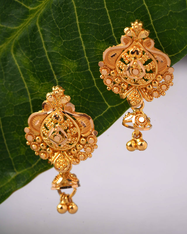Gold Earrings 22 Karat Yellow Gold Ritika Gold Drop Earrings