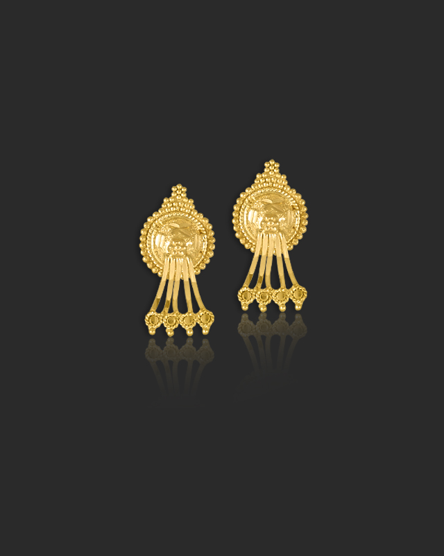 Gold Earrings 22 Karat Yellow Gold Hemal Gold Drop Earrings