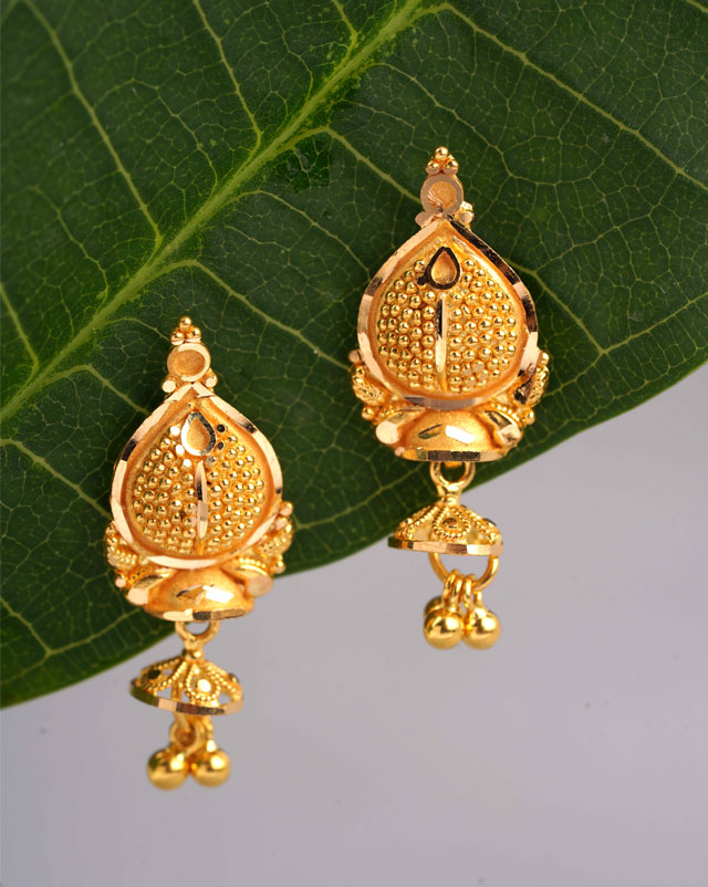Gold Earrings 22 Karat Yellow Gold Himani Gold Drop Earrings