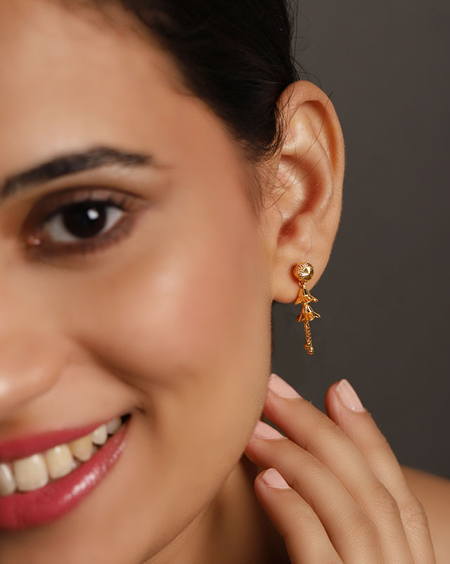 Gold Earrings 22 Karat Yellow Gold Tarana Gold Drop Earrings