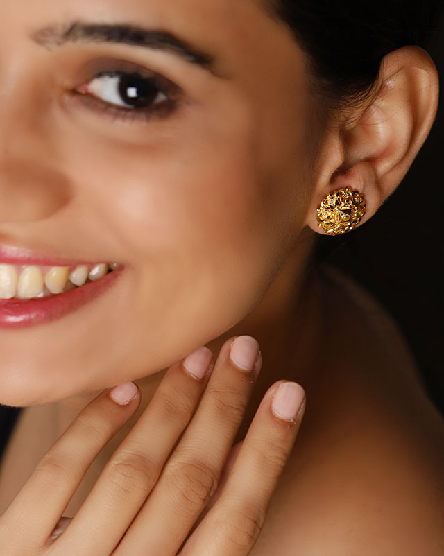 Gold Earrings 22 Karat Yellow Gold Rachna Gold Stud Earrings