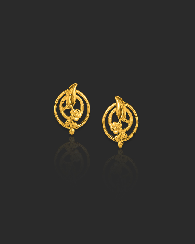 Gold Earrings 22 Karat Yellow Gold Ekaja 22KT Gold Stud Earrings