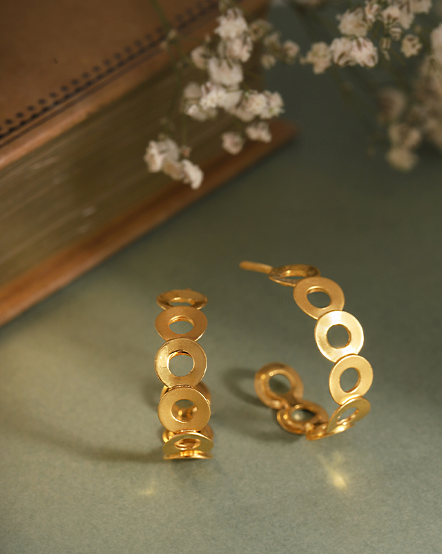 Gold Earrings 22 Karat Yellow Gold Ela 22KT Gold Stud Earrings