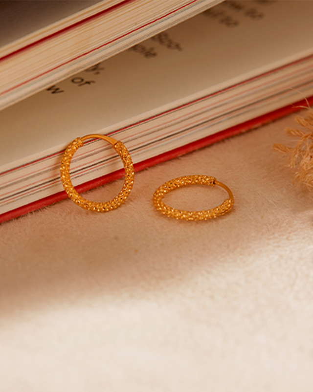 Gold Earrings 22 Karat Yellow Gold Hemangini 22KT Gold Hoop Earrings