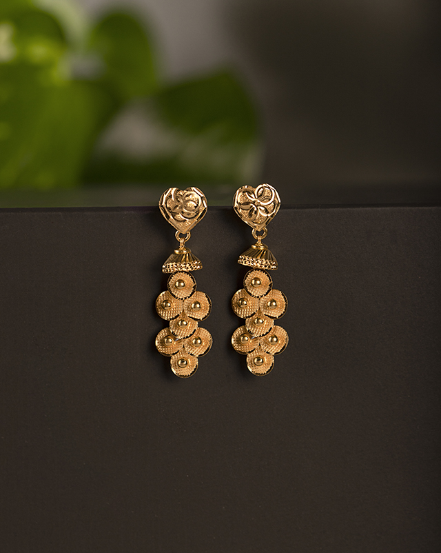 Gold Earrings 22 Karat Yellow Gold Jiera 22KT Gold Drop Earrings