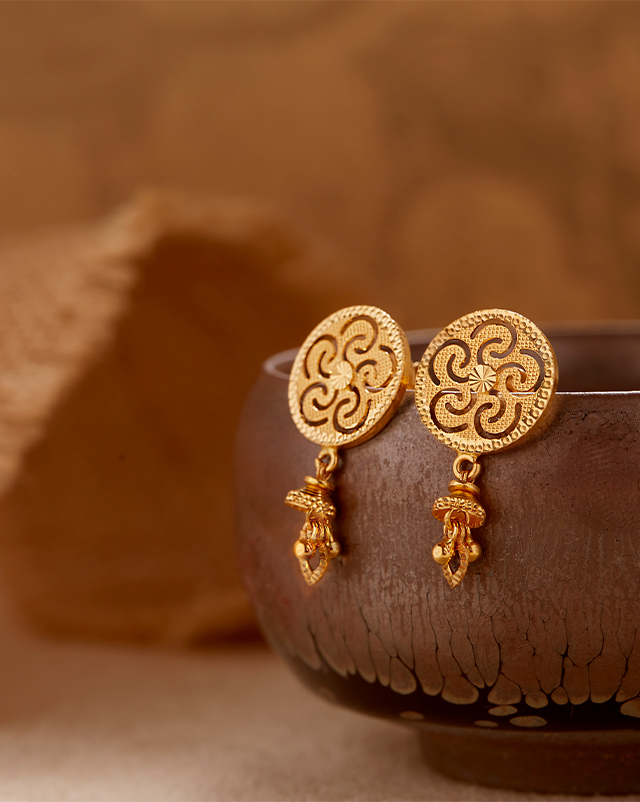 Gold Earrings 22 Karat Yellow Gold Nyra 22KT Gold Drop Earrings