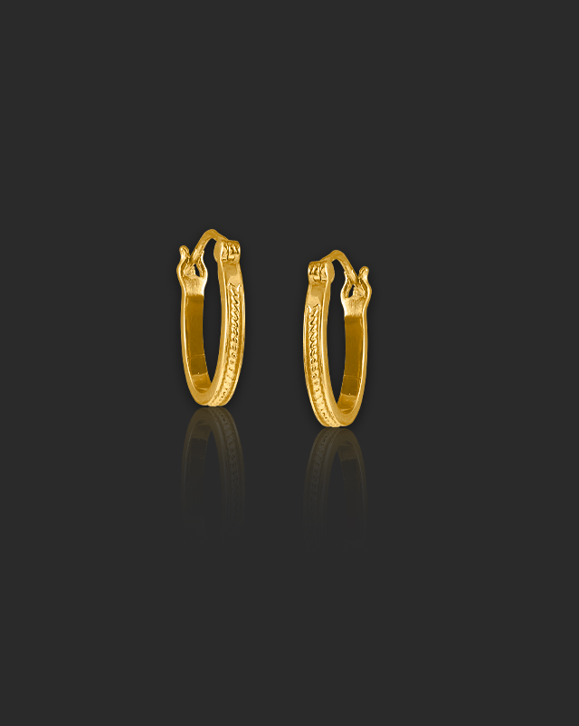 Gold Earrings 22 Karat Yellow Gold Saili 22KT Gold Hoop Earrings