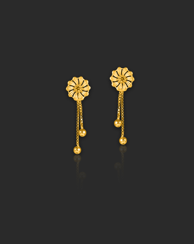 Gold Earrings 22 Karat Yellow Gold Prajakta 22Kt Gold Hanging Earrings