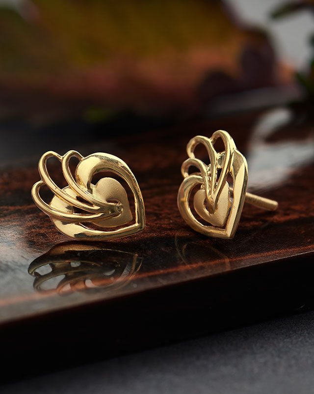 Gold Earrings 22 Karat Yellow Gold Dhivija 22KT Gold Earrings