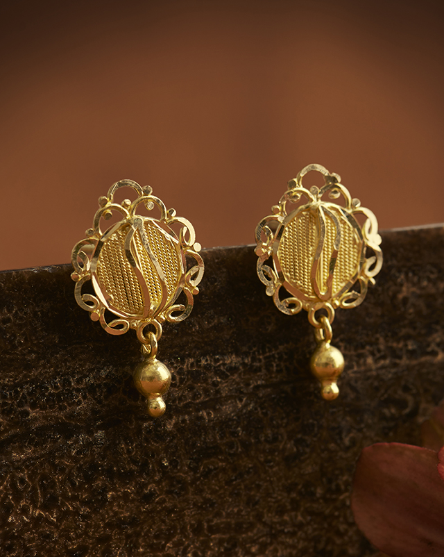 Gold Earrings 22 Karat Yellow Gold Anvi 22KT Gold Earrings