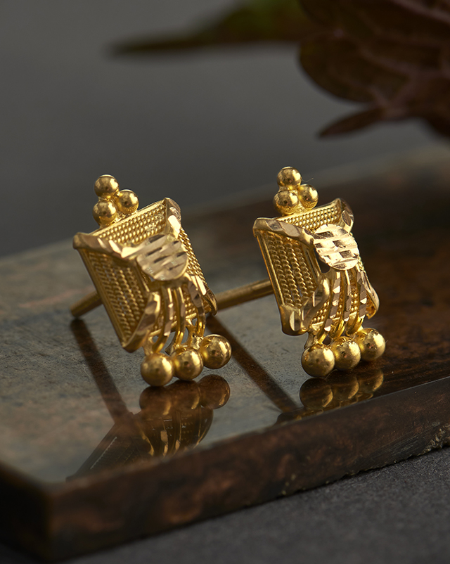 Gold Earrings 22 Karat Yellow Gold Mahika 22KT Gold Earrings