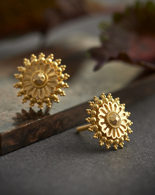 Gold Earrings 22 Karat Yellow Gold Charvi 22KT Gold Earrings