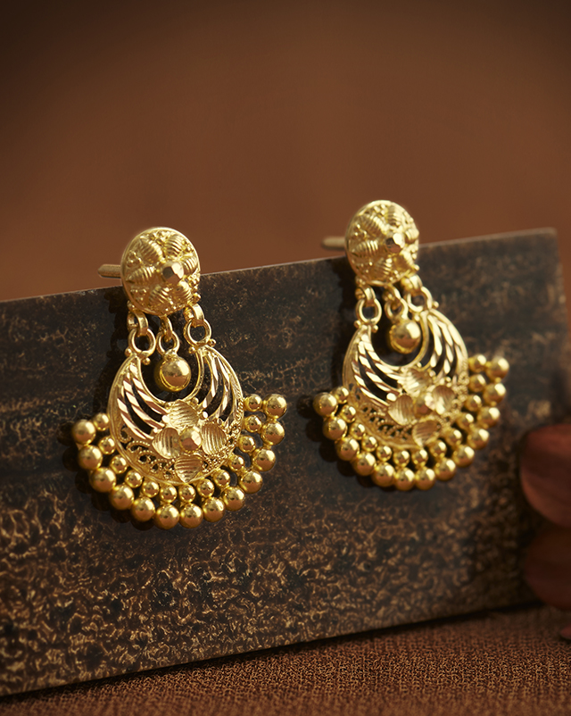 Gold Earrings 22 Karat Yellow Gold Jhanvika 22KT Gold Earrings