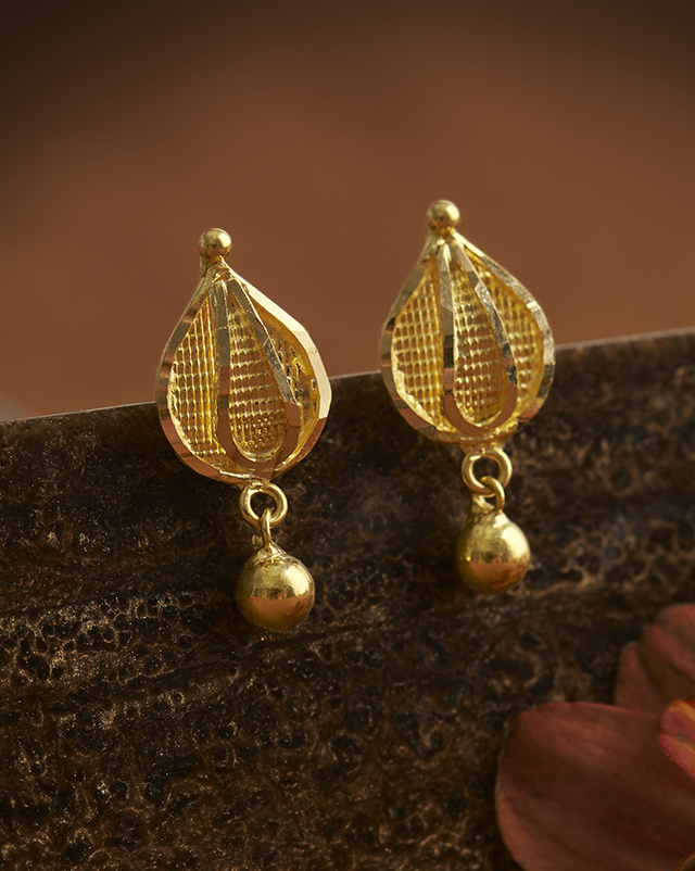 Gold Earrings 22 Karat Yellow Gold Shrestha 22KT Gold Earrings