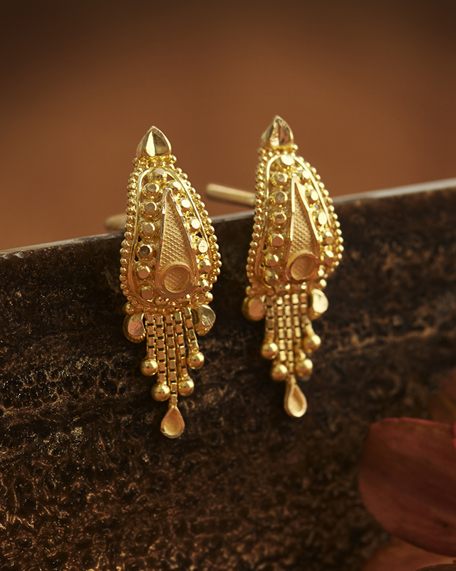 Gold Earrings 22 Karat Yellow Gold Kaviya 22KT Gold Earrings