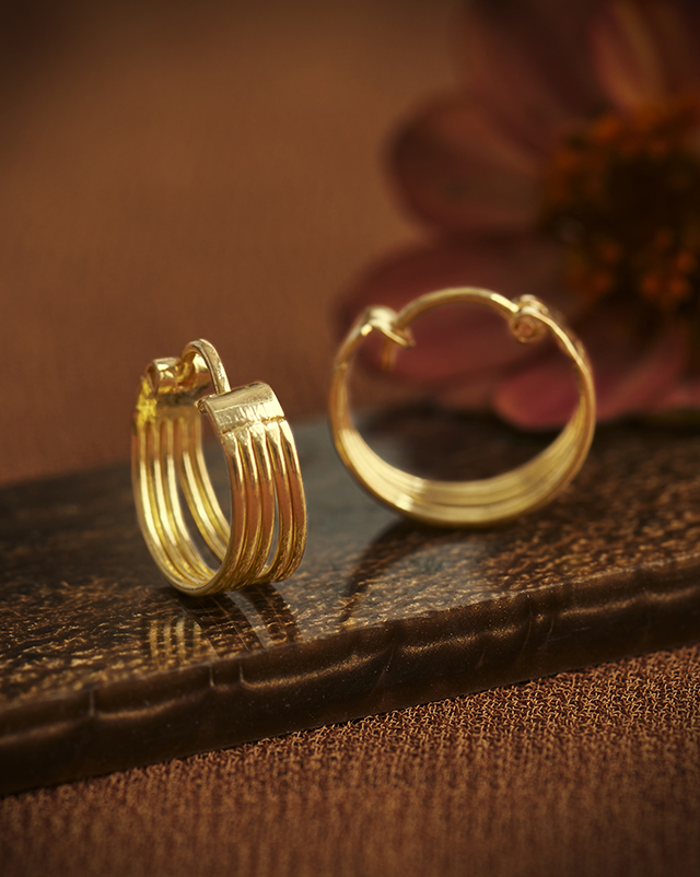 Gold Earrings 22 Karat Yellow Gold Pavika 22KT Gold Hoops