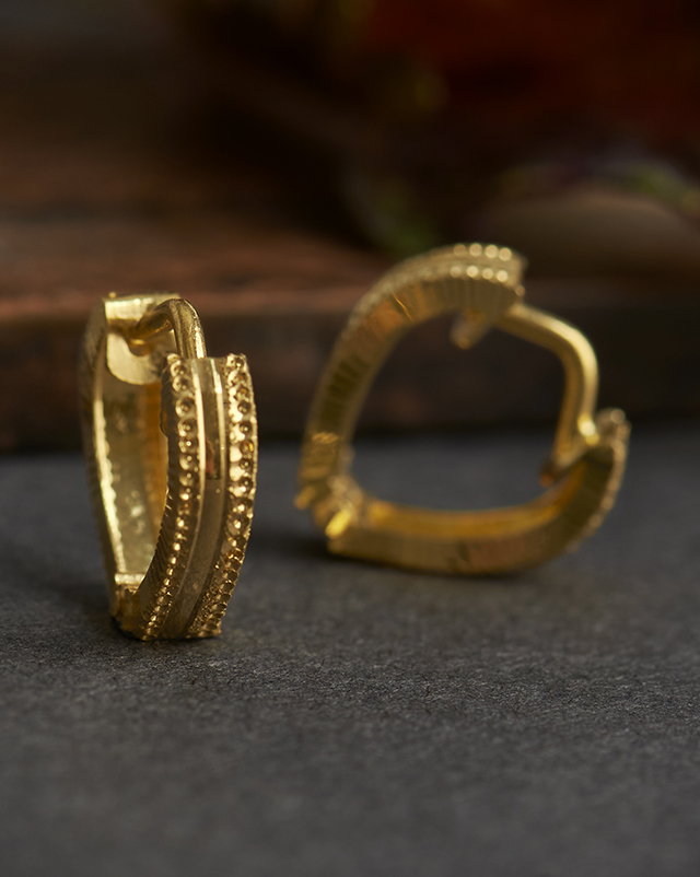 Gold Earrings 22 Karat Yellow Gold Ashvi 22KT Gold Hoops
