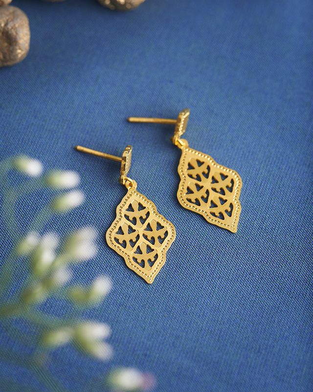 Gold Earrings 22 Karat Yellow Gold Rutuja 22KT Gold Trendy Delicate Earrings