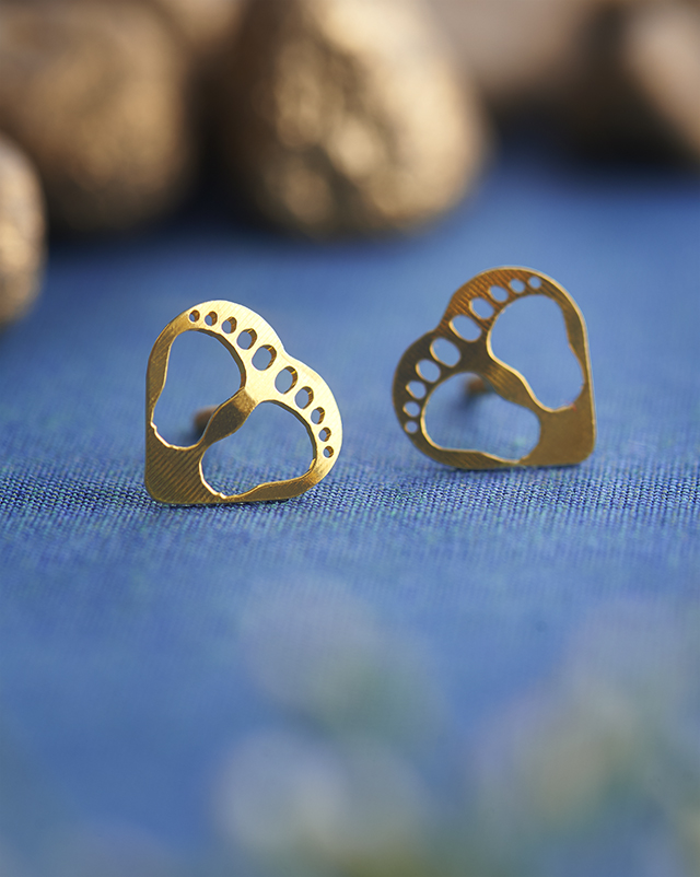 Gold Earrings 22 Karat Yellow Gold Sloka 22KT Gold Earrings