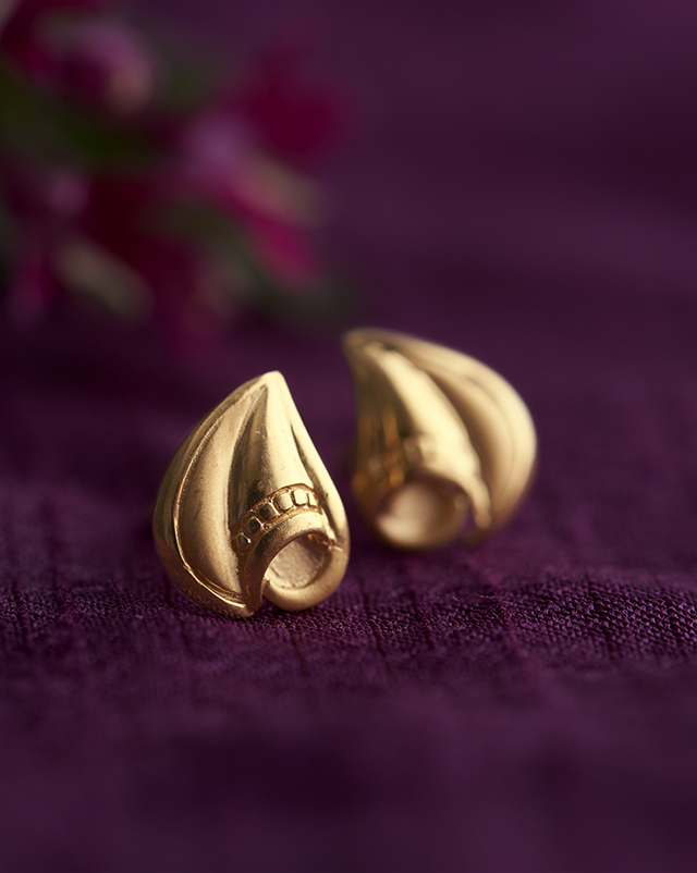 Gold Earrings 22 Karat Yellow Gold Mallini 22KT Gold EARRING