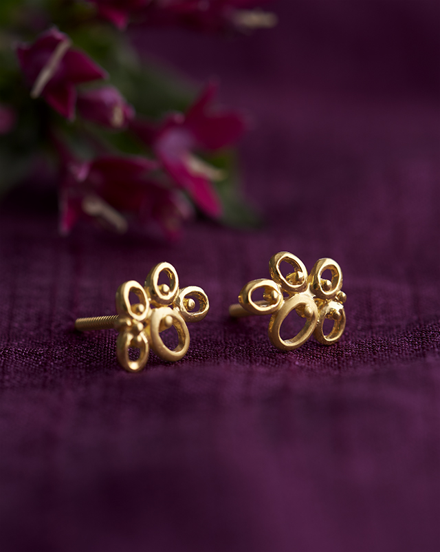 Gold Earrings 22 Karat Yellow Gold Minaxi 22KT Gold EARRING