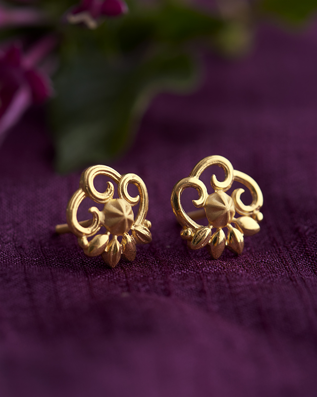 Gold Earrings 22 Karat Yellow Gold Padmini 22KT Gold EARRING