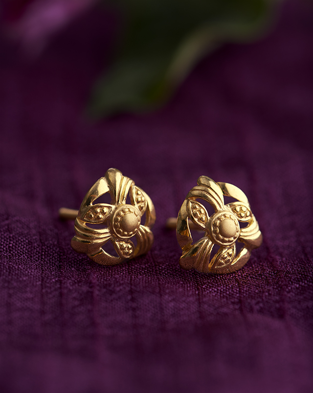 Gold Earrings 22 Karat Yellow Gold Udaya 22KT Gold EARRING