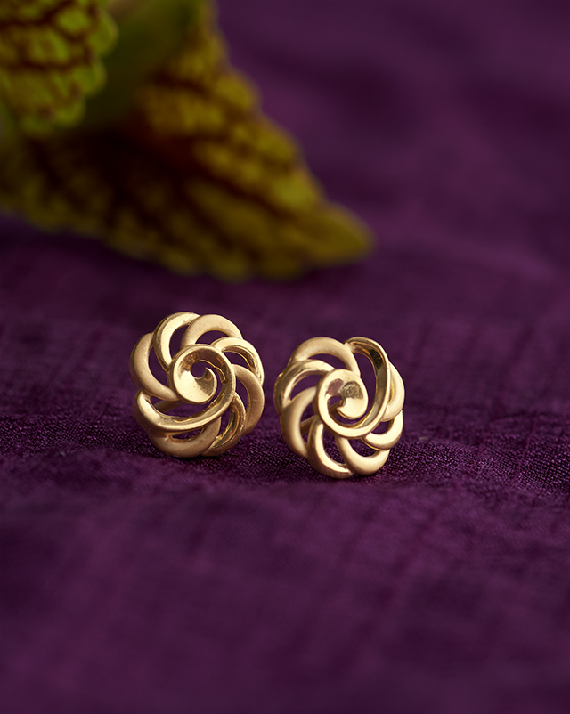 Gold Earrings 22 Karat Yellow Gold Tanu 22KT Gold EARRING