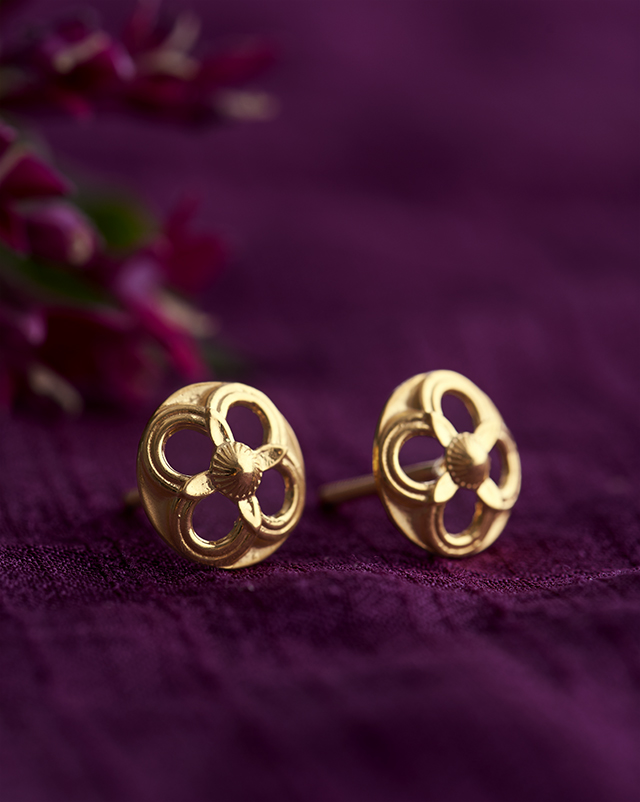 Gold Earrings 22 Karat Yellow Gold Rima 22KT Gold EARRING